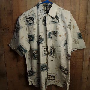 Field and Stream Bass Fishing Print Button Down Shirt